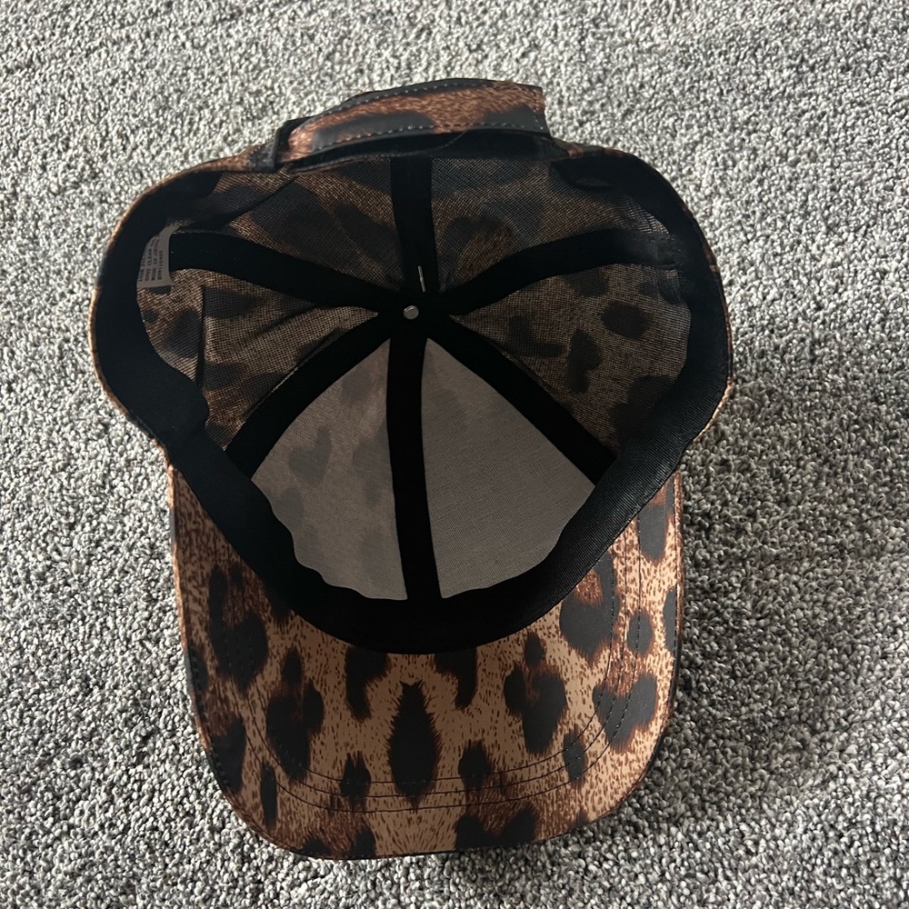 Leopard Print Baseball Cap - Brown & Black - Picture 3 of 4